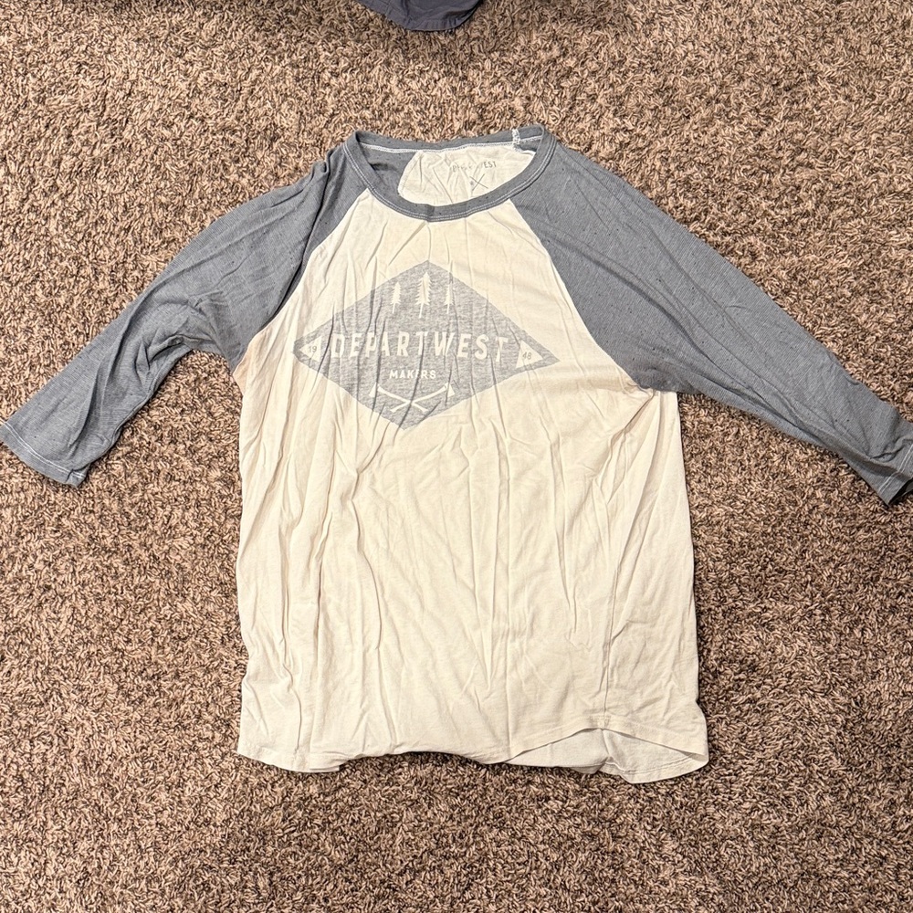 Men's Raglan Long Sleeve Tee - Gray and Cream
